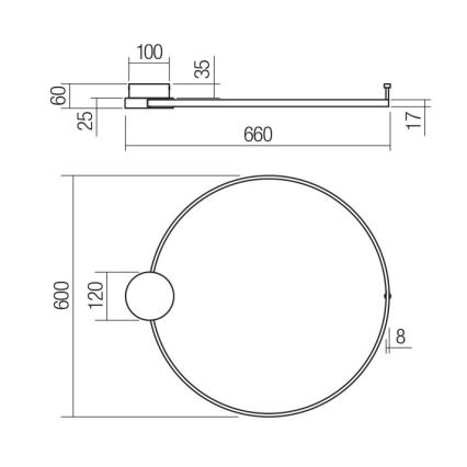 Redo 01-3103 - LED-seinävalaisin ATOM LED/20W/230V halkaisija 60 cm