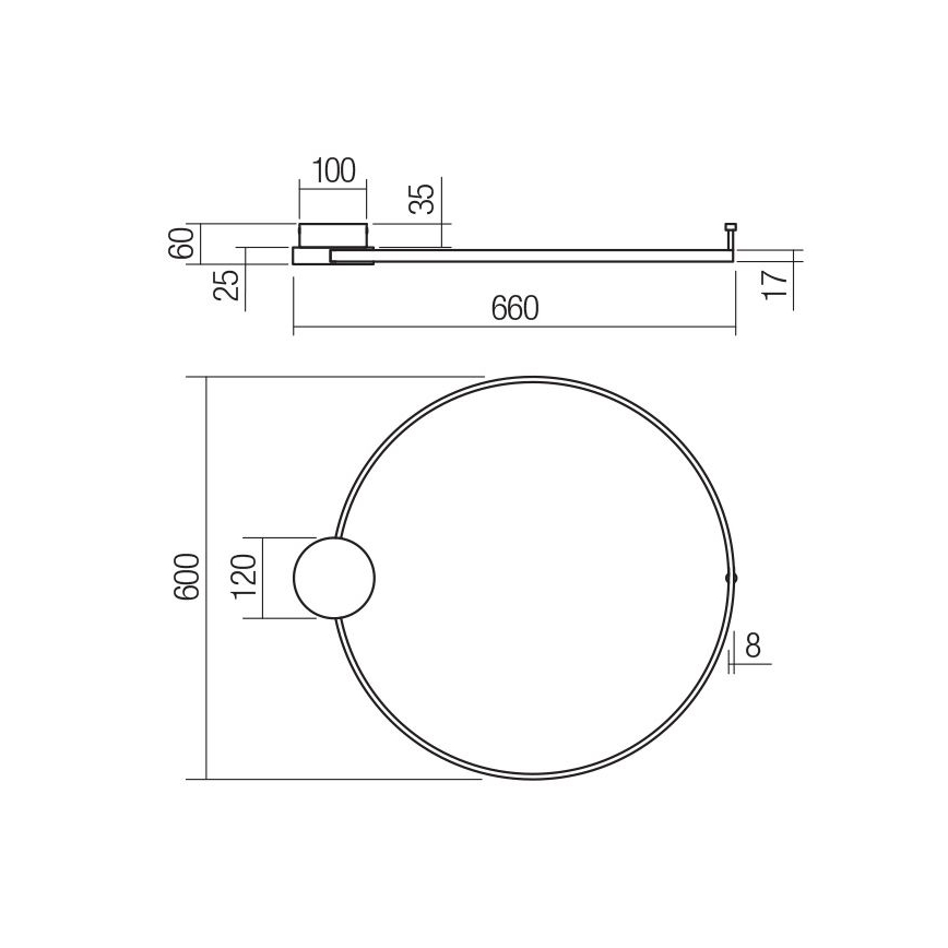 Redo 01-3103 - LED-seinävalaisin ATOM LED/20W/230V halkaisija 60 cm