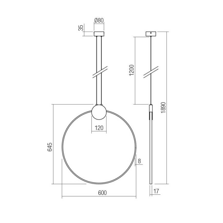 Redo 01-3107 - LED-kattokruunu johdossa ATOM LED/20W/230V halkaisija 60 cm