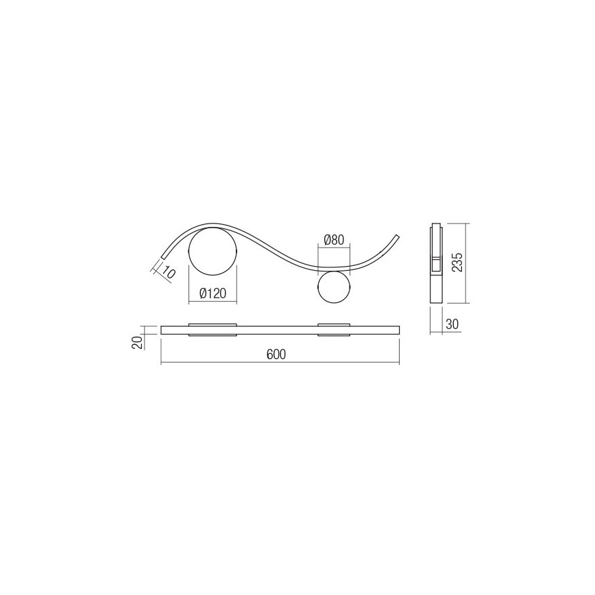 Redo 01-3109 - LED-seinävalaisin WAVE LED/9W/230V messinki