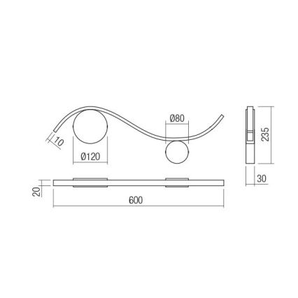 Redo 01-3110 - LED-seinävalaisin WAVE LED/9W/230V musta
