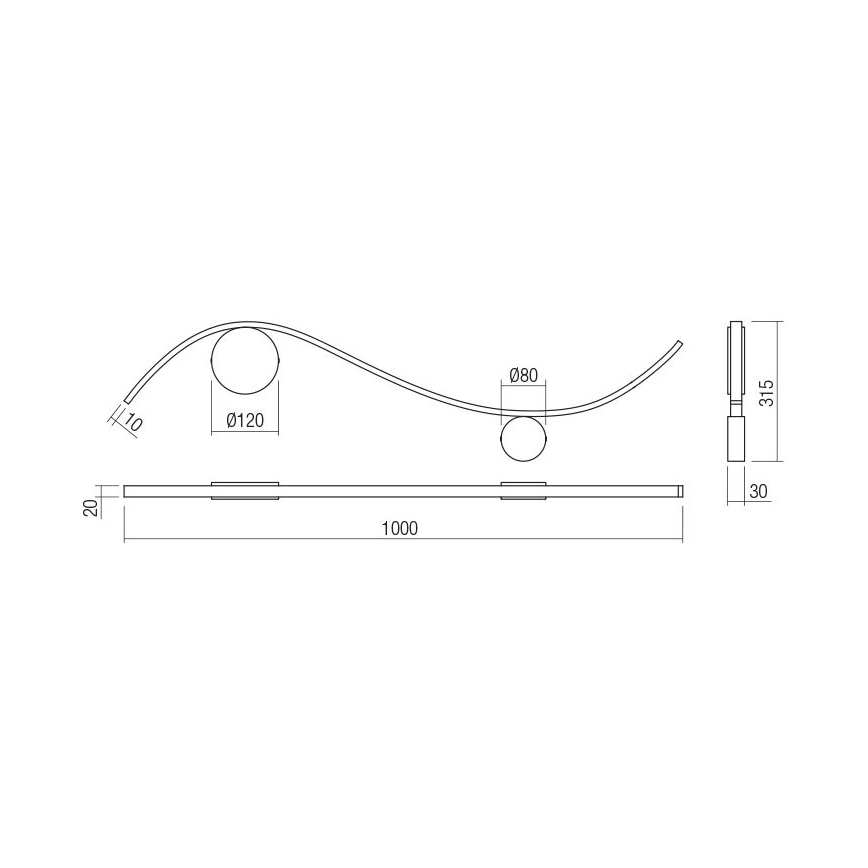 Redo 01-3112 - LED-seinävalaisin WAVE LED/11W/230V messinki