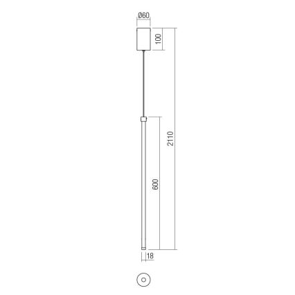 Redo 01-3116 - LED-kattokruunu johdossa TABOO LED/9W/230V musta