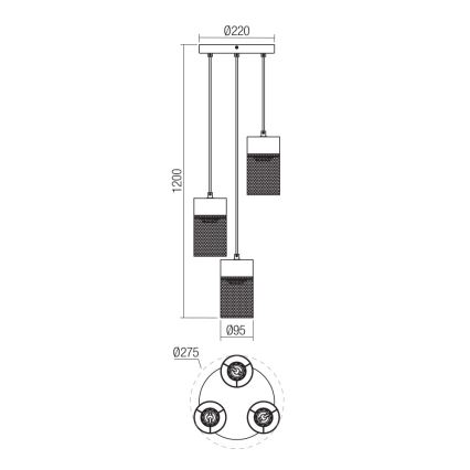 Redo 01-3142 - Kattokruunu johdossa STEM 3xE27/42W/230V