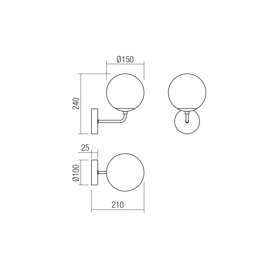 Redo 01-3147 - Seinävalaisin BOWLING 1xE27/42W/230V kulta