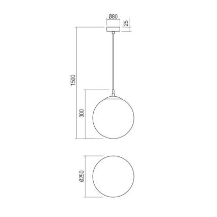 Redo 01-3153 - Kattokruunu johdossa BOWLING 1xE27/42W/230V kulta