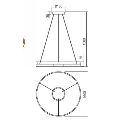 Redo 01-3173 - Himmennettävä LED-kattokruunu johdossa CASTLE LED/36W/230V musta