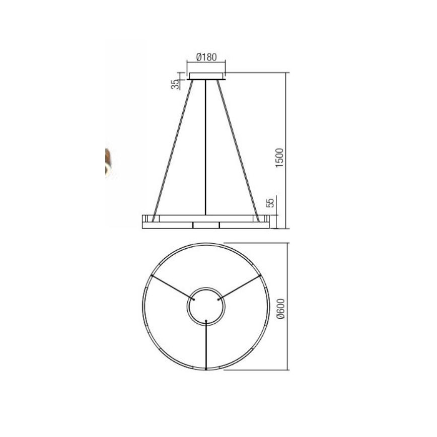 Redo 01-3173 - Himmennettävä LED-kattokruunu johdossa CASTLE LED/36W/230V musta