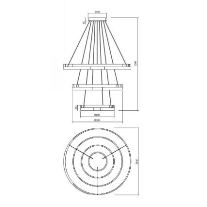 Redo 01-3181 - Himmennettävä LED-kattokruunu johdossa CASTLE LED/80W/230V kulta