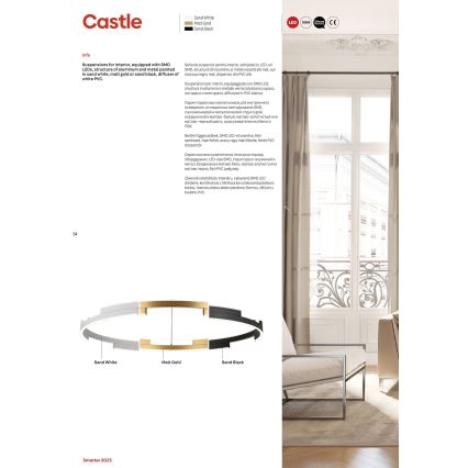 Redo 01-3182 - Himmennettävä LED-kattokruunu johdossa CASTLE LED/80W/230V musta