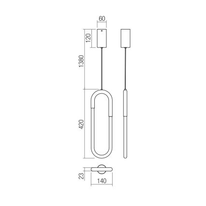 Redo 01-3184 - Himmennettävä LED-kattokruunu johdossa LATIUM LED/9W/230V musta