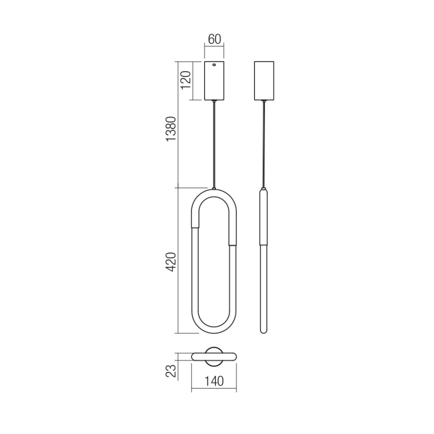 Redo 01-3184 - Himmennettävä LED-kattokruunu johdossa LATIUM LED/9W/230V musta