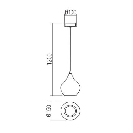 Redo 01-3190 - Kattokruunu johdossa TANNER 1xE14/28W/230V halkaisija 15 cm