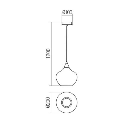 Redo 01-3191 - Kattokruunu johdossa TANNER 1xE14/28W/230V halkaisija 20 cm