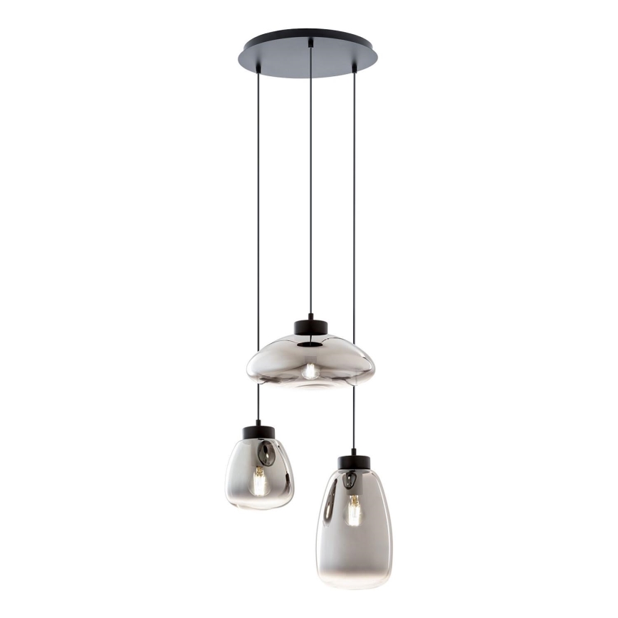 Redo 01-3197 - Kattokruunu johdossa LUKE 3xE27/42W/230V halkaisija 46 cm musta