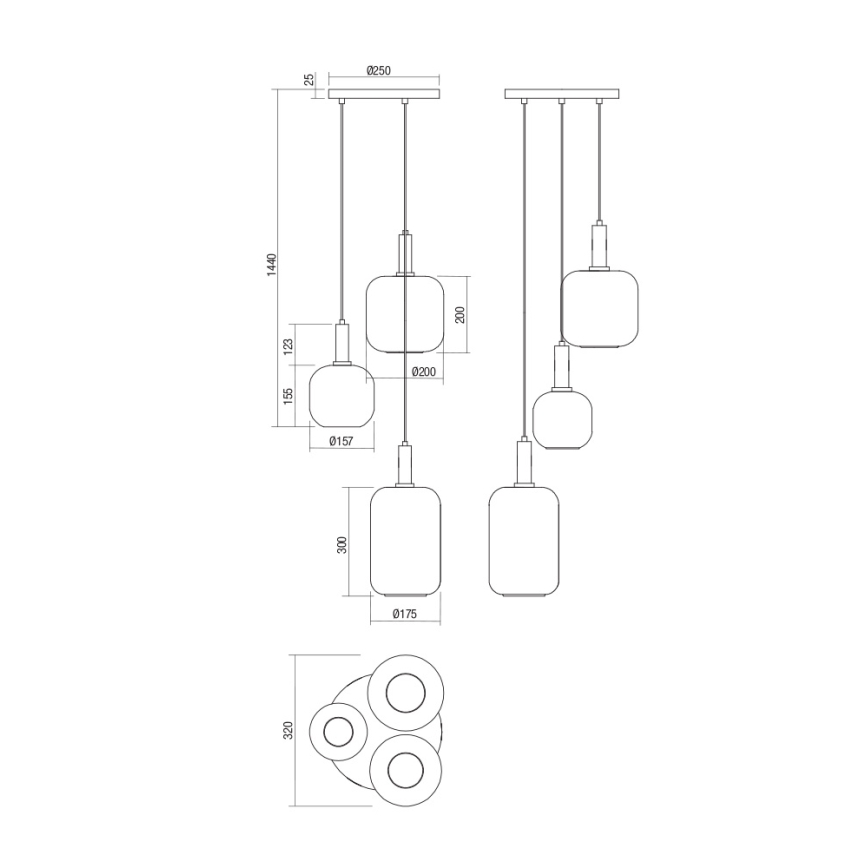 Redo 01-3198 - Kattokruunu johdossa BRINA 3xE27/23W/230V