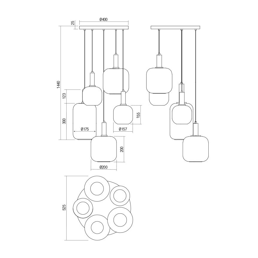 Redo 01-3214 - Kattokruunu johdossa BRINA 5xE27/23W/230V