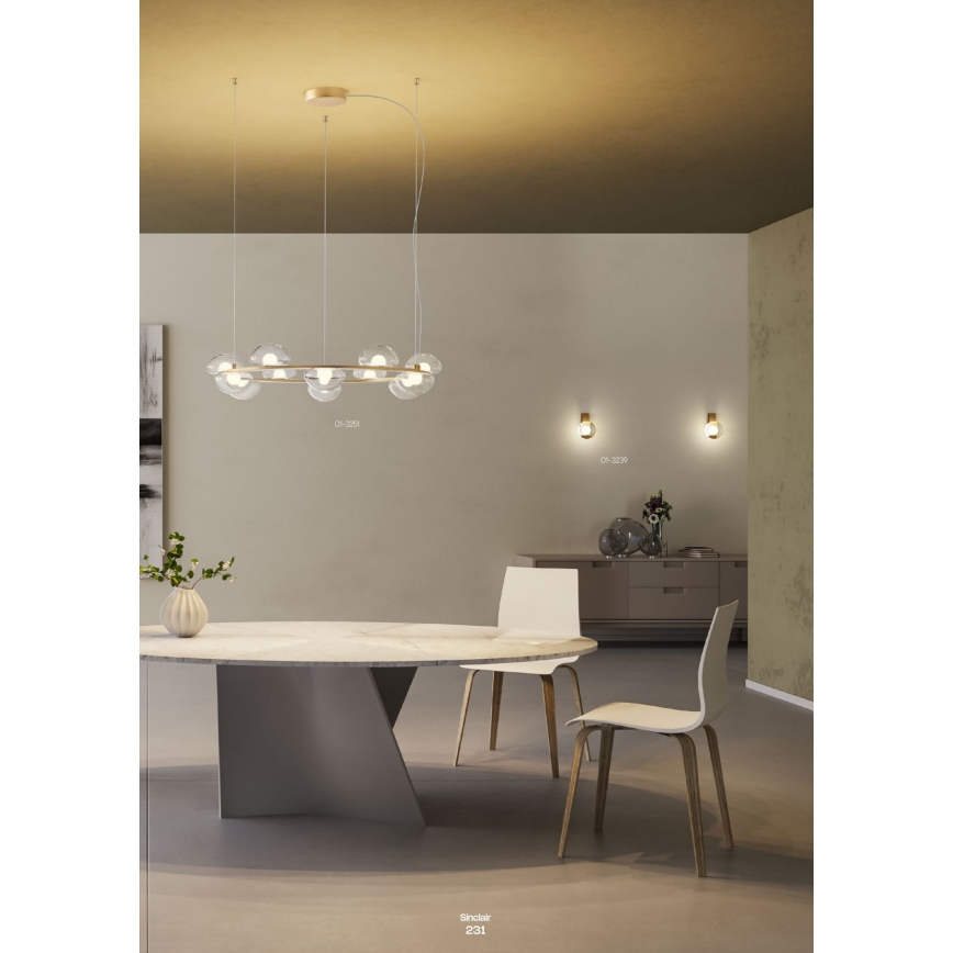 Redo 01-3239 - LED-seinävalaisin SINCLAIR LED/6,5W/230V CRI 93 IP21 kulta