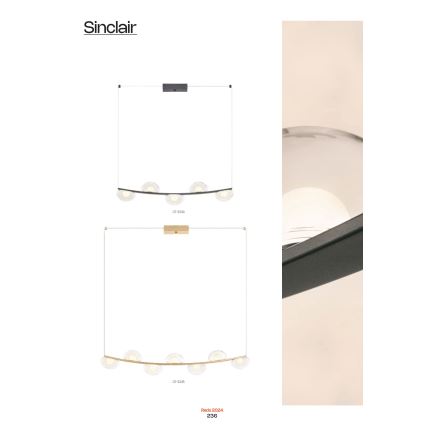 Redo 01-3244 - Himmennettävä LED-kattokruunu johdossa SINCLAIR LED/35W/230V CRI 93 IP21 musta