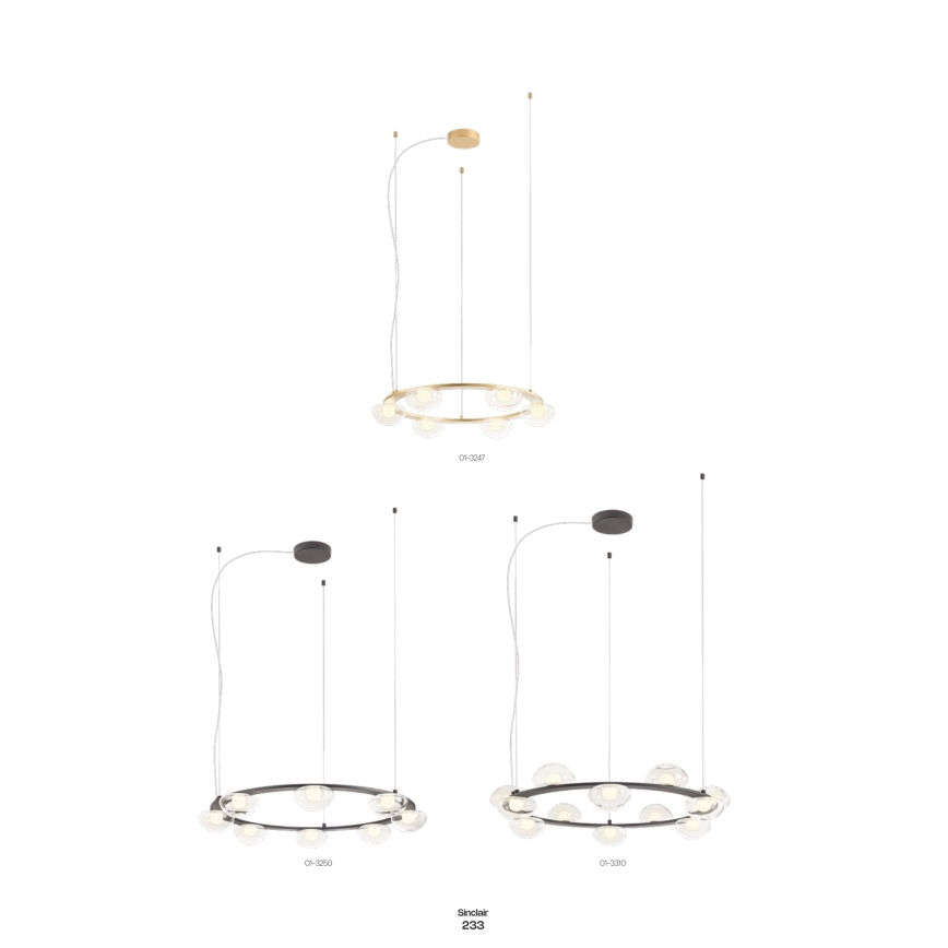 Redo 01-3247- Himmennettävä LED-kattokruunu johdossa SINCLAIR LED/37,2W/230V CRI 93 IP21 kulta