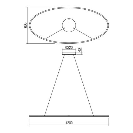 Redo 01-3341 - Himennettävä LED-riippuvalaisin kaapelilla LEO LED/67W/230V 3000/4000K CRI 90 pronssi