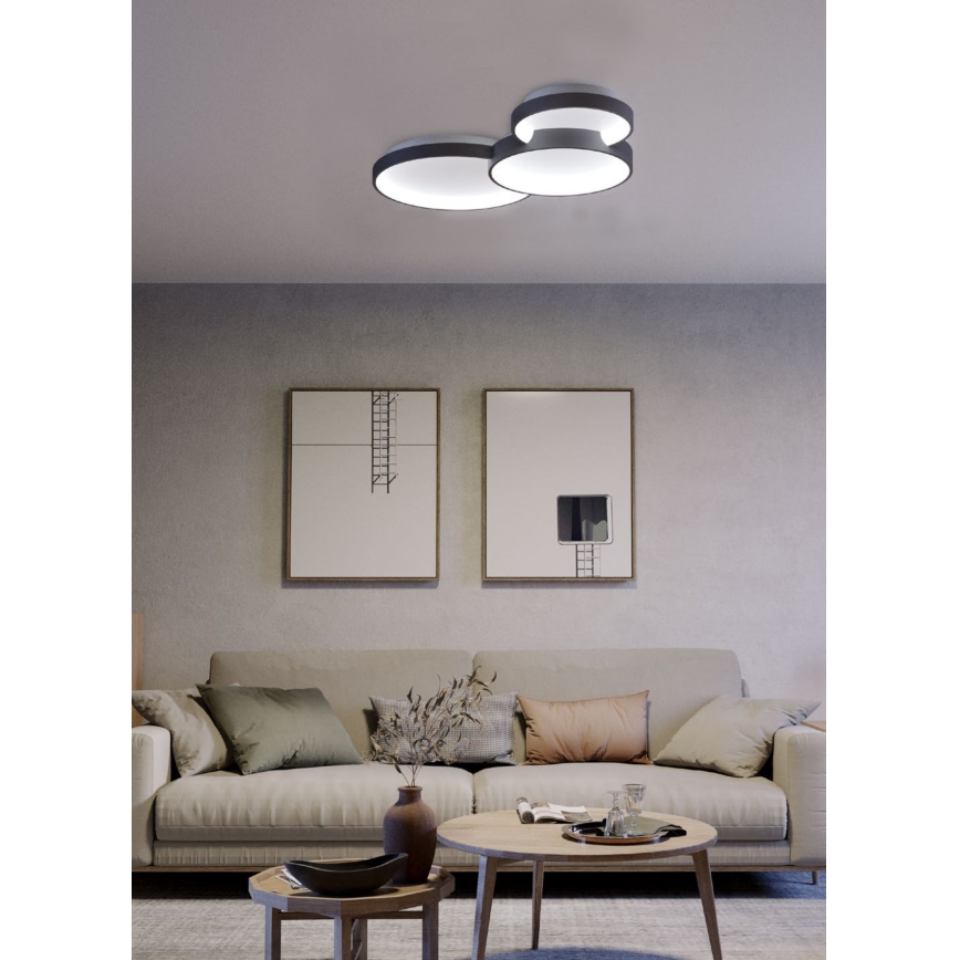Redo 01-3375 - Himmennettävä LED-kattovalaisin COMBI LED/72W/230V 3000/4000/6000K CRI98 musta