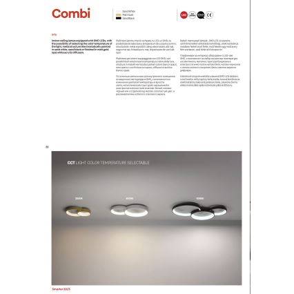 Redo 01-3375 - Himmennettävä LED-kattovalaisin COMBI LED/72W/230V 3000/4000/6000K CRI98 musta