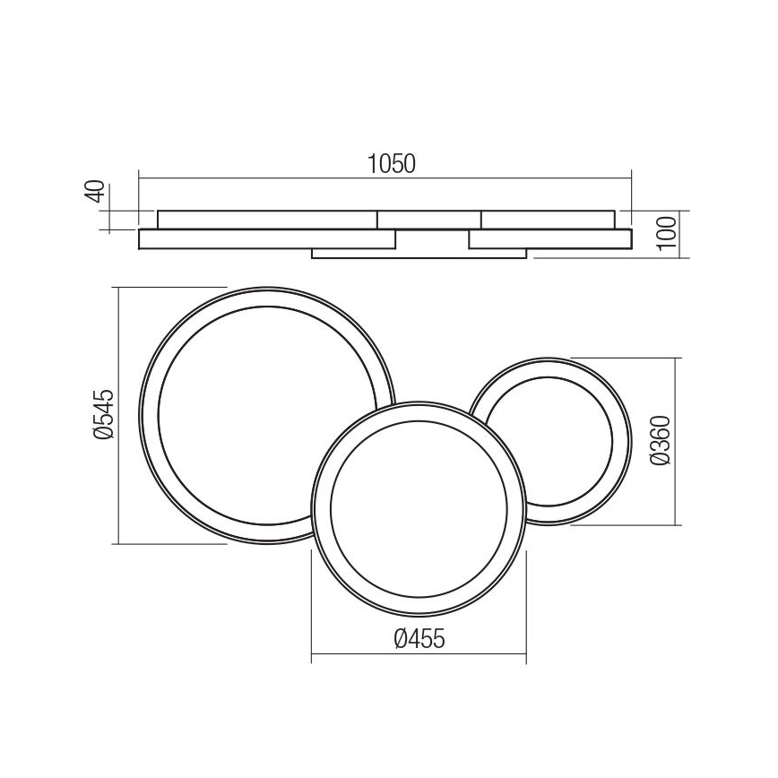 Redo 01-3375 - Himmennettävä LED-kattovalaisin COMBI LED/72W/230V 3000/4000/6000K CRI98 musta