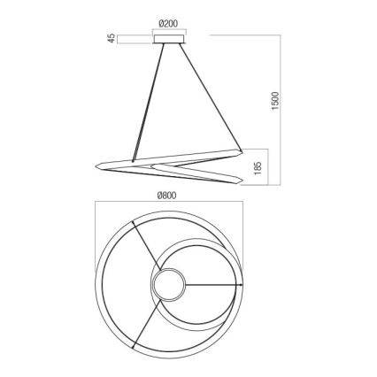 Redo 01-3377 - Himennettävä LED-riippuvalaisin STORM LED 60 W, 230 V, 3000/4000/6000 K, CRI 90, halkaisija 80 cm, kultainen