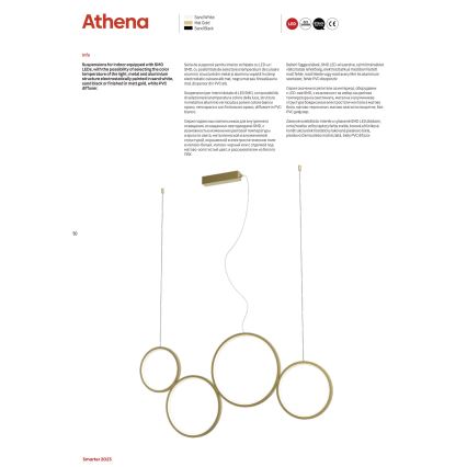Redo 01-3382 - Himmennettävä LED-kattokruunu johdossa ATHENA LED/40W/230V 3000/4000/6000K CRI98 valkoinen