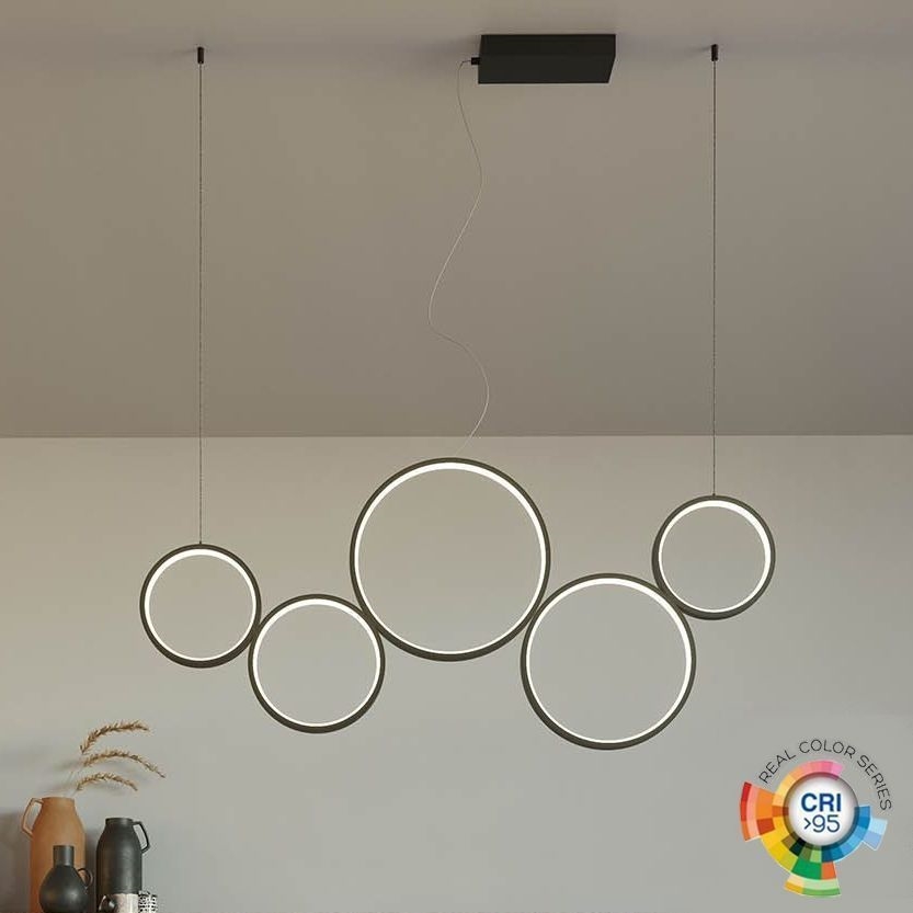 Redo 01-3384 - Himmennettävä LED-kattokruunu johdossa ATHENA LED/40W/230V 3000/4000/6000K CRI98 musta