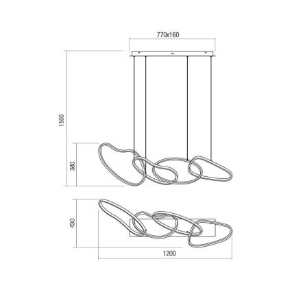 Redo 01-3389 - Himennettävä BIAS-riippuvalaisin vaijerilla LED/90W/230V 3000/4500/6500K CRI 90, kultainen