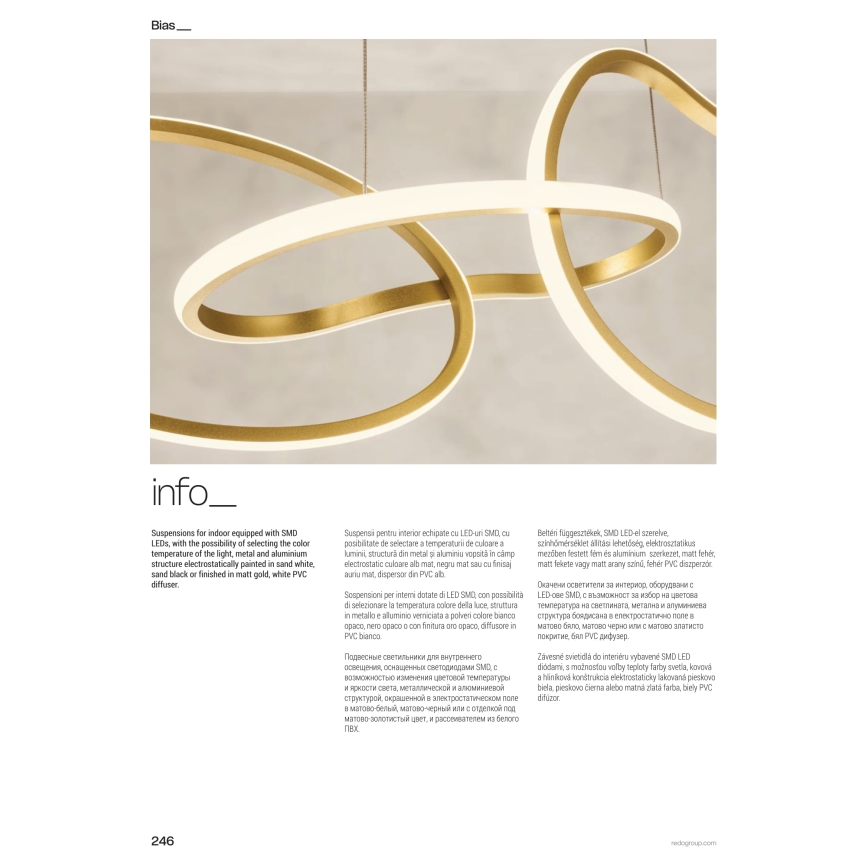 Redo 01-3390 - Himennettävä LED-riippuvalaisin kaapelilla BIAS LED/90W/230V 3000/4500/6500K CRI 90 musta