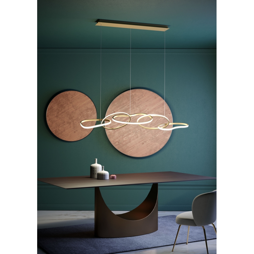 Redo 01-3392 - LED-himmennettävä riippuvalaisin kaapelilla BIAS LED/120W/230V 3000/4500/6500K CRI 90 kultainen