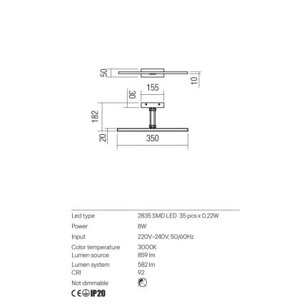 Redo 01-3461 - LED-kuvavalo LINEAR LED/8W/230V 35 cm CRI 92 musta