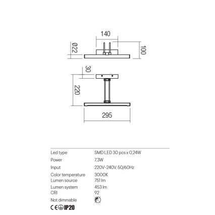 Redo 01-3469 - LED-kuvavalo IKON LED/7,3W/230V 29,5 cm CRI 92 musta