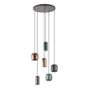 Redo 01-3482 - Kattokruunu johdossa BOOM 6xGU10/10W/230V halkaisija 48 cm musta/vihreä/ruskea