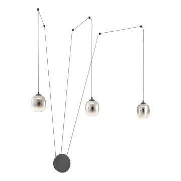 Redo 01-3485 - LED-himmennettävä seinävalaisin KHADI 3xLED/5,5W/230V CRI 90 halkaisija 12 cm musta/savunharmaa