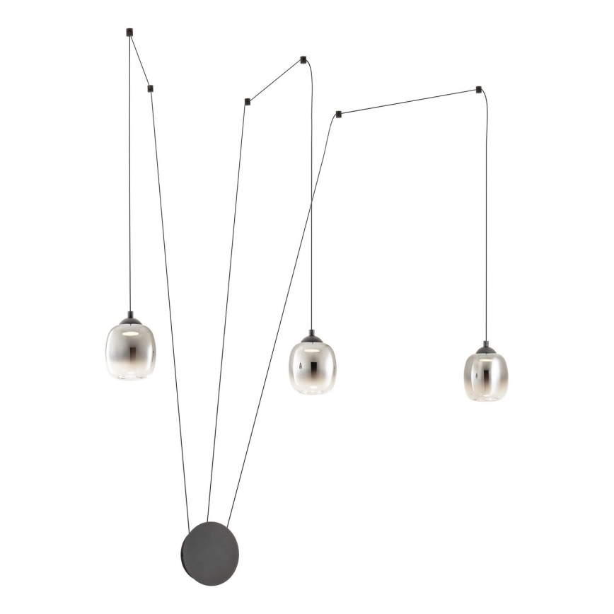 Redo 01-3485 - LED-himmennettävä seinävalaisin KHADI 3xLED/5,5W/230V CRI 90 halkaisija 12 cm musta/savunharmaa