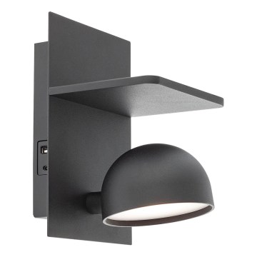 Redo 01-3491 - LED-seinävalaisin SEIBI LED/7W/230V USB CRI 90 musta