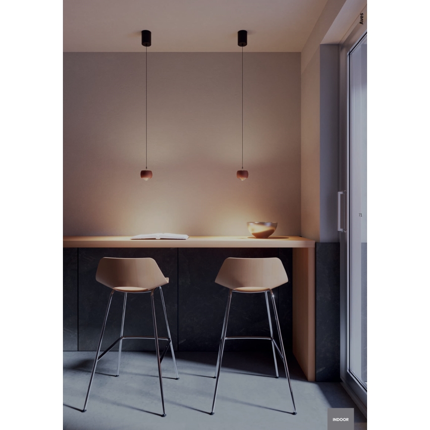 Redo 01-3548 - LED-kattokruunu johdossa AVES LED/12W/230V halkaisija 9,6 cm CRI 90 kupari