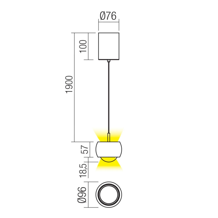Redo 01-3548 - LED-kattokruunu johdossa AVES LED/12W/230V halkaisija 9,6 cm CRI 90 kupari