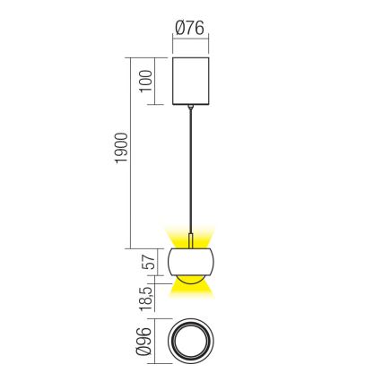 Redo 01-3551 - LED-kattokruunu johdossa AVES LED/12W/230V halkaisija 9,6 cm CRI 90 antrasiitti
