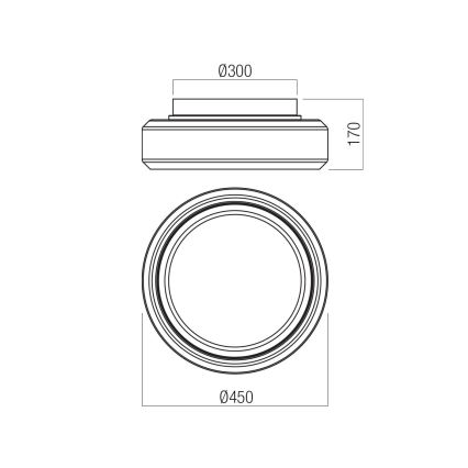 Redo 01-3590 - LED-kattovalaisin SOLERA LED/36W/230V halkaisija 45 cm CRI 93 3000/4000K harmaa