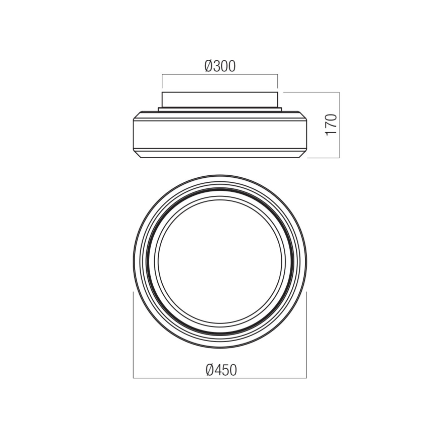 Redo 01-3590 - LED-kattovalaisin SOLERA LED/36W/230V halkaisija 45 cm CRI 93 3000/4000K harmaa