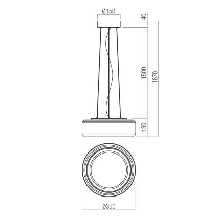 Redo 01-3591 - LED-kattokruunu johdossa SOLERA LED/24W/230V halkaisija 35 cm CRI 93 3000/4000K harmaa