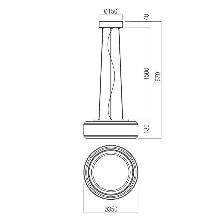 Redo 01-3591 - LED-kattokruunu johdossa SOLERA LED/24W/230V halkaisija 35 cm CRI 93 3000/4000K harmaa