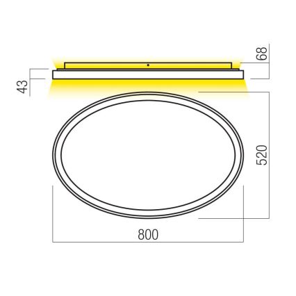 Redo 01-3810 - himmennettävä LED-kattovalaisin NOBU LED/80W/230V 3000/4000K CRI 90 kultainen