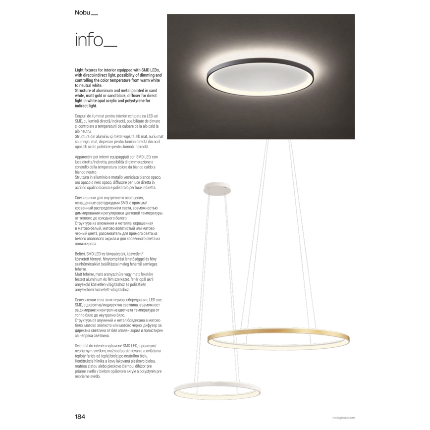 Redo 01-3811 - Himmennettävä LED-kattovalaisin NOBU LED/80W/230V 3000/4000K CRI 90 musta