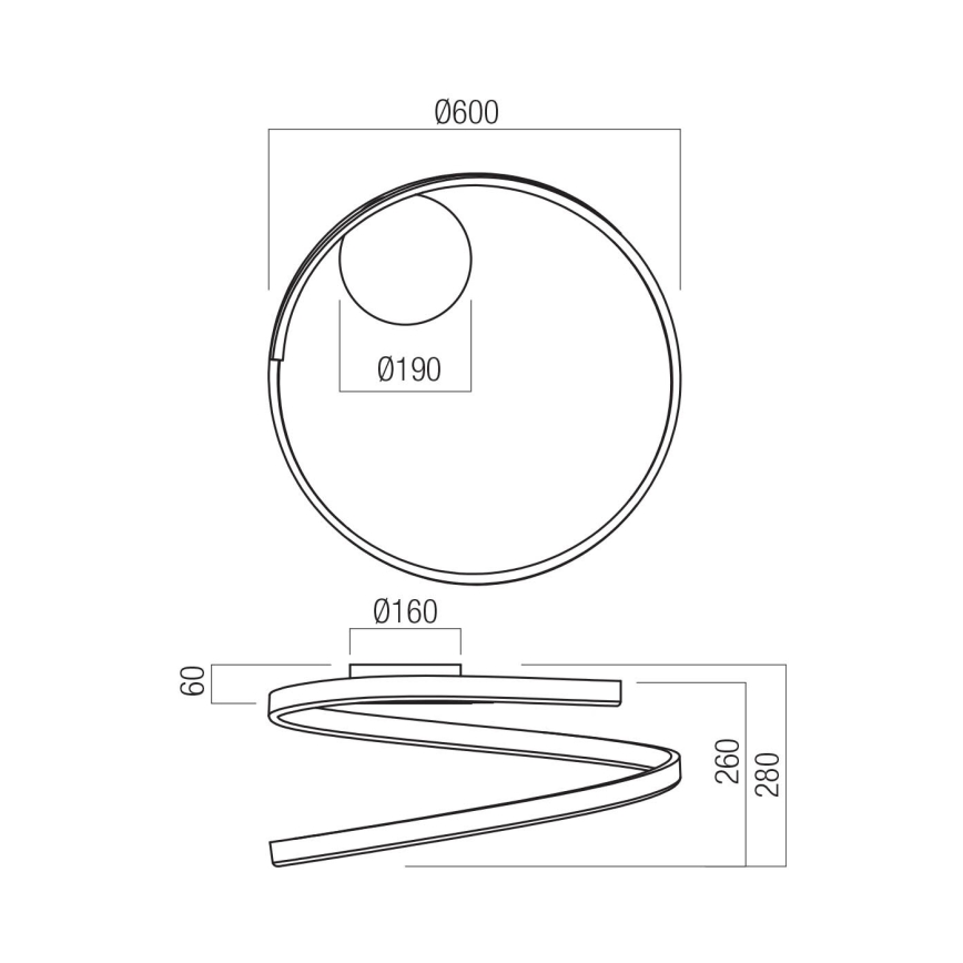 Redo 01-4010 - LED-himmennettävä kattovalaisin SCROLL LED/38W/230V 3000K/4000K/6000K CRI 90 Ø 60 cm valkoinen